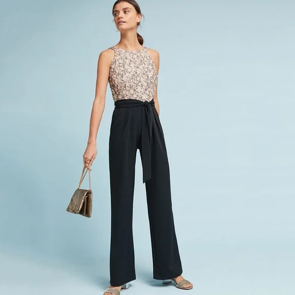 Anthropologie Eva Franco Amelia Jumpsuit Lace Floral Back Cutout - Picture 1 of 4